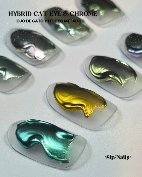 Hibrid cat eye + chrome Sip Nails