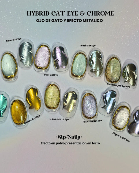 Hibrid cat eye + chrome Sip Nails