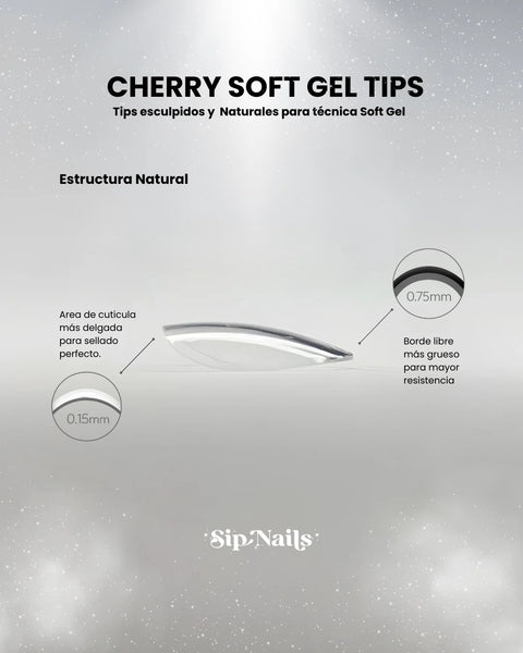 Cherry soft gel tips Sip Nails