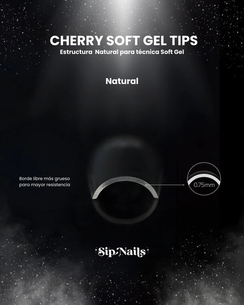 Cherry soft gel tips Sip Nails