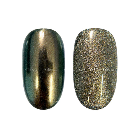 Hibrid Cat eye & Chrome Champagne - Sip Nails